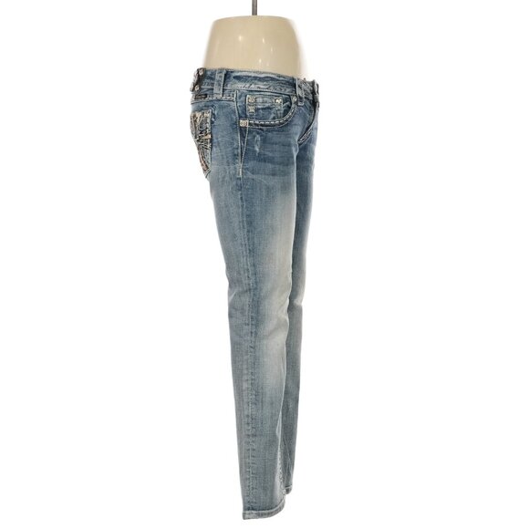 ✨MISS ME✨Women's Blue Denim Low Rise Skinny Jeans - Picture 4 of 5
